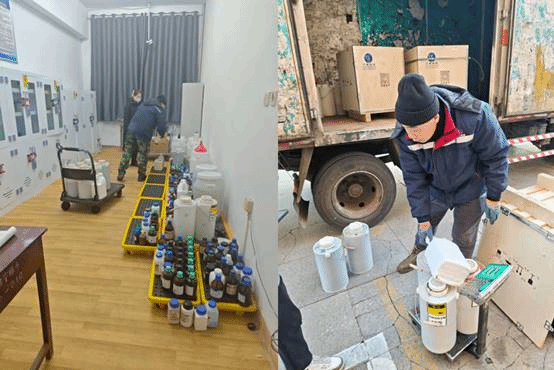 我校顺利完成实验室废弃物集中规范处置工作